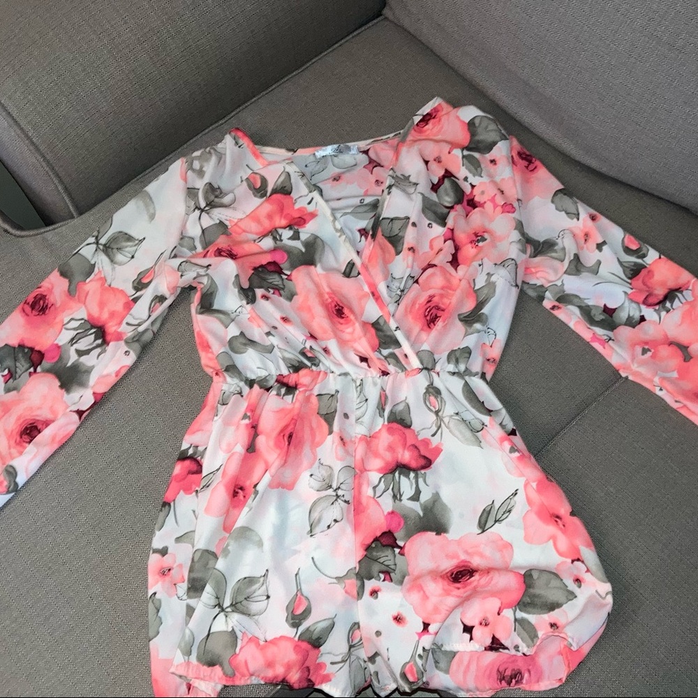 Pink Floral Romper